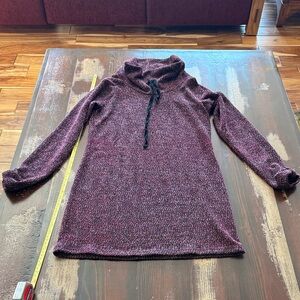 Cozy Maroon Cowl Neck Sweater Dress